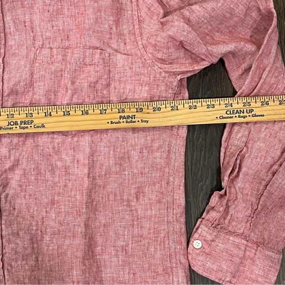 J Crew Shirt Men’s Large Red 100% Linen Slim Fit Long Sleeve Designer - Picture 5 of 11